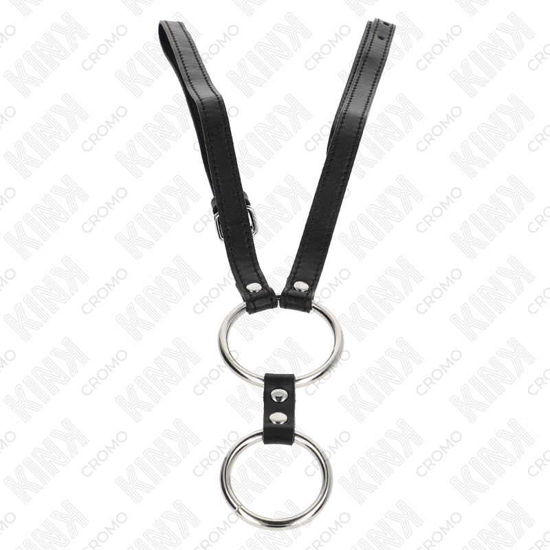 Kink - Anillo Pene Doble Metal 3.8 Cm A 5 Cm Con Cinturón De Polipiel 112 Cm