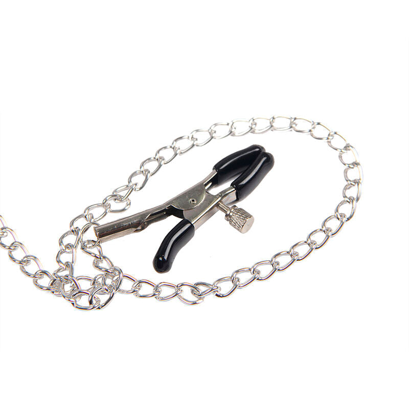 Subblime - 953720 Pinzas Para El Pecho Con Correa De Cuero Bondage Negro Talla Única