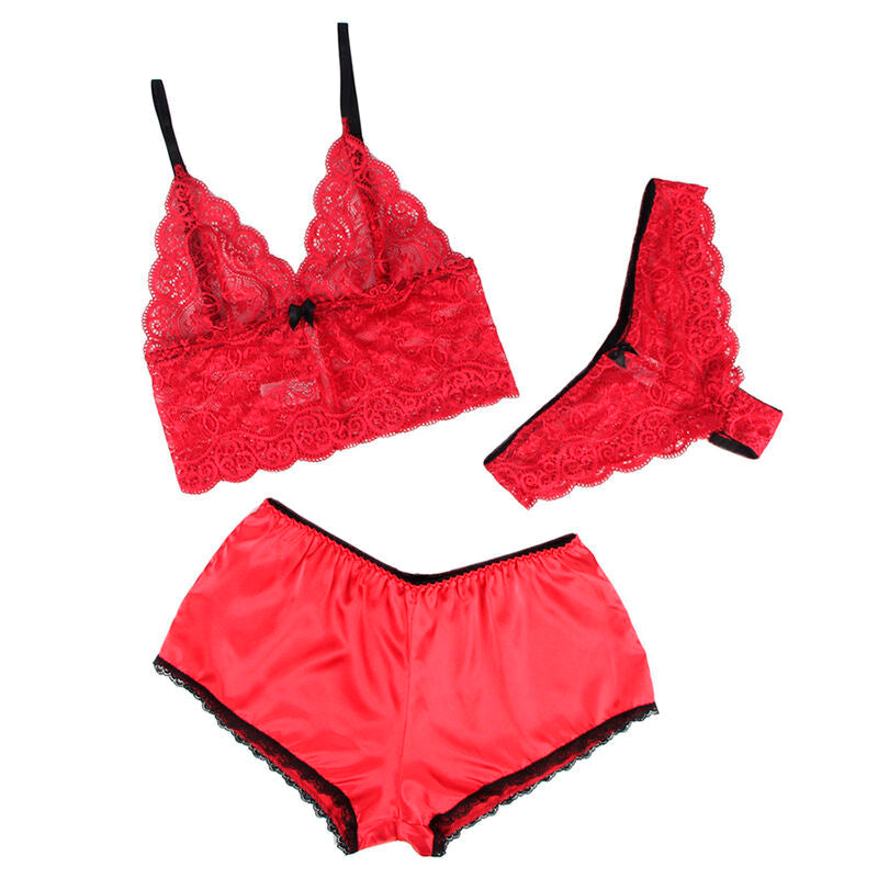 Subblime - 953898 Camisón De Seda Y Encaje + Panties Rojo S/M