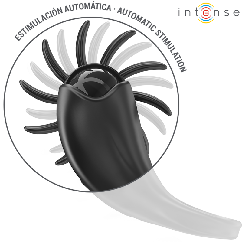 Intense - Mabel Anillo Vibrador 10 Vibraciones Con Estimulador De Clítoris Negro