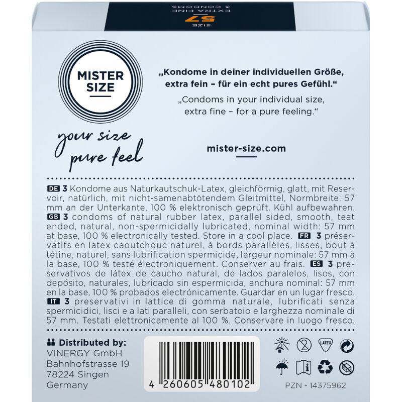 Mister Size - Preservativos Talla L 57 Mm (3 Unidades)