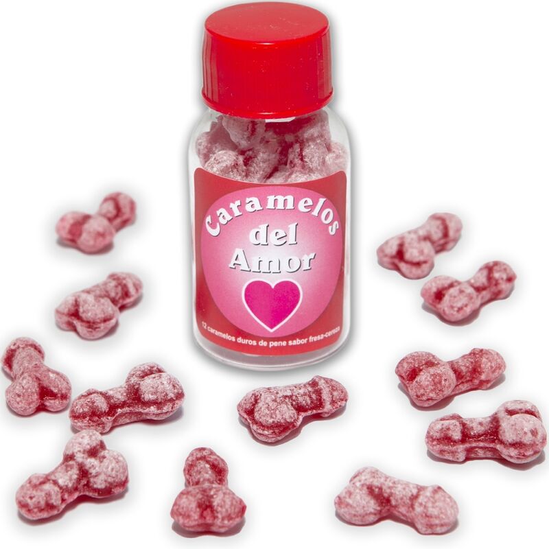 Diablo Picante - 12 Caramelos Del Amor Forma Pene Fresa/cereza