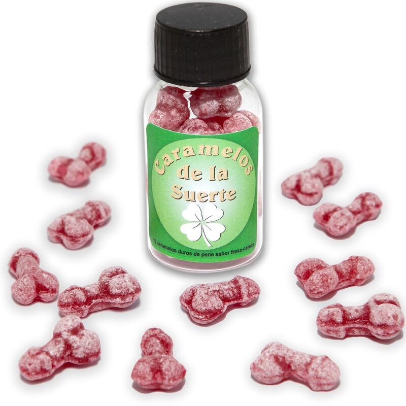 Diablo Picante - 12 Caramelos De La Suerte Forma Pene Fresa/cereza