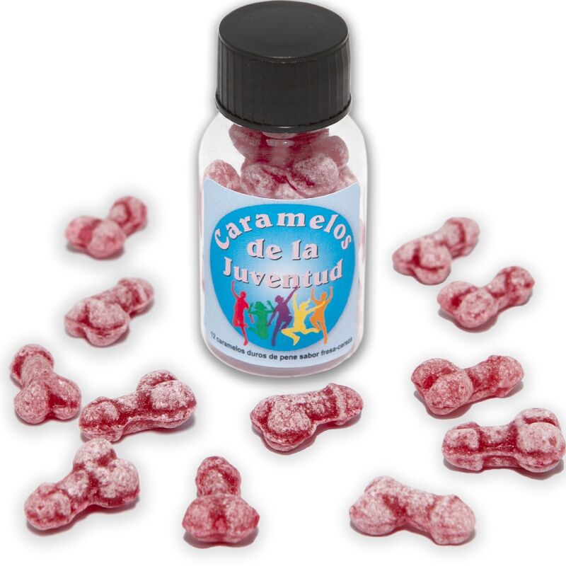 Diablo Picante - 12 Caramelos De La Juventud Forma Pene Fresa/cereza