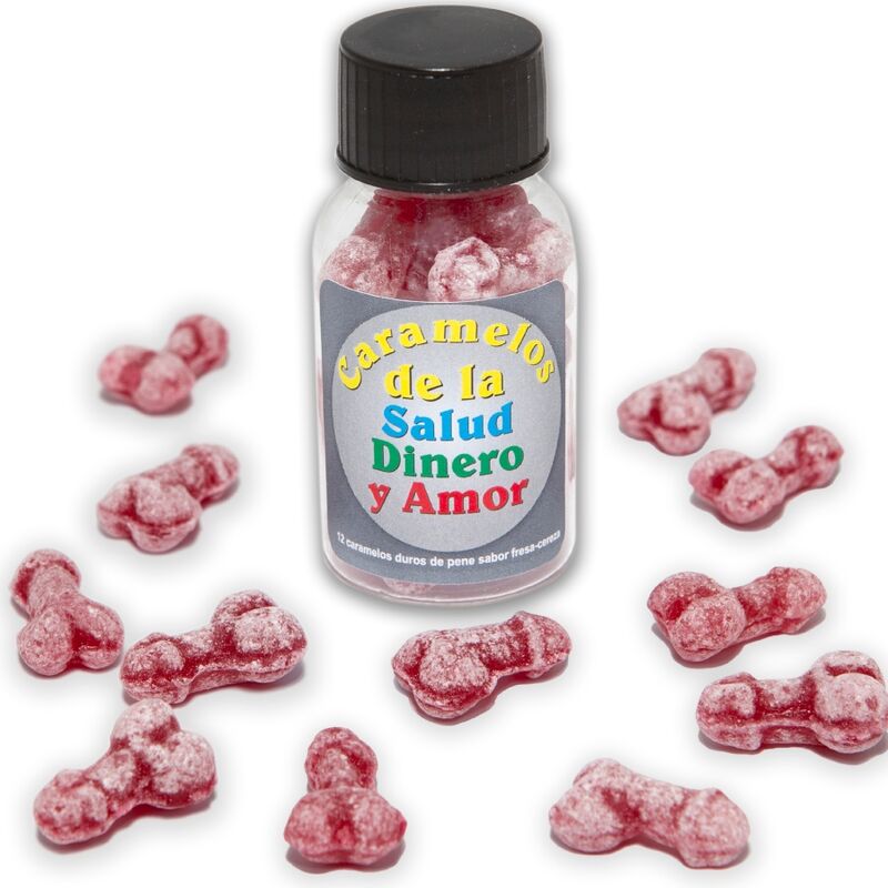 Diablo Picante - 12 Caramelos De La Salud-dinero-amor Forma Pene Fresa/cereza