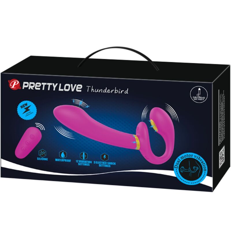 Pretty Love - Thunderbird Vibrador Doble Strap-on Control Remoto Morado