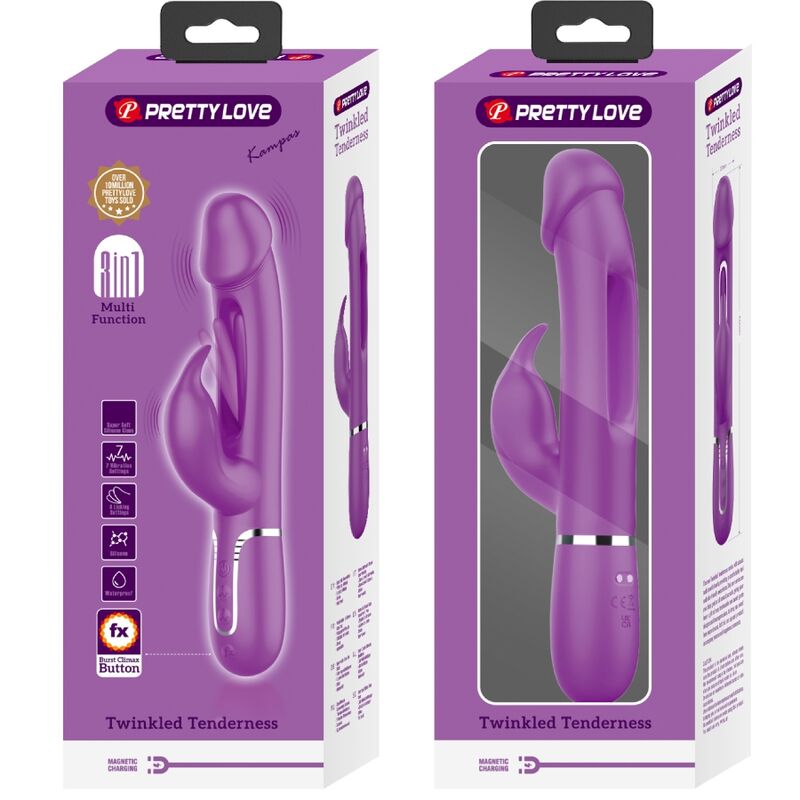 Pretty Love - Kampas Vibrador Rabbit Multifunción 3 En 1 Morado