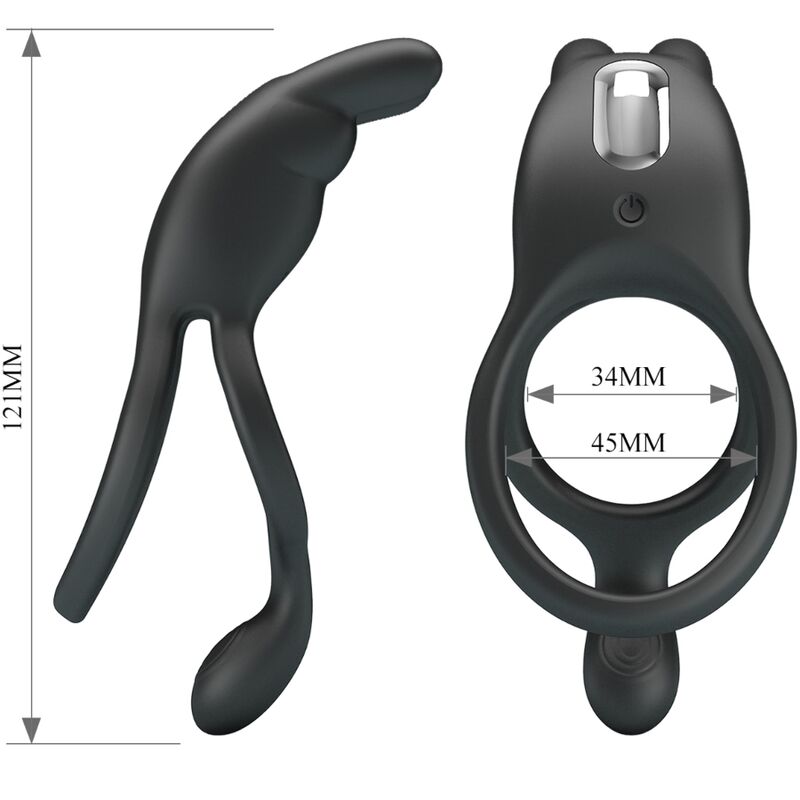 Pretty Love - Seth Doble Anillo Vibrador Rabbit 7 Vibraciones Negro
