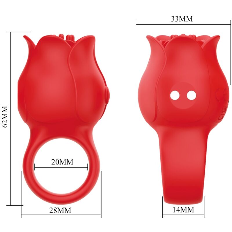 Pretty Love - Jae Vibrador De Dedo Forma De Rosa 10 Vibraciones Rojo