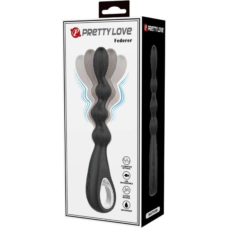 Pretty Love - Federer Vibrador Anal 12 Vibraciones Negro