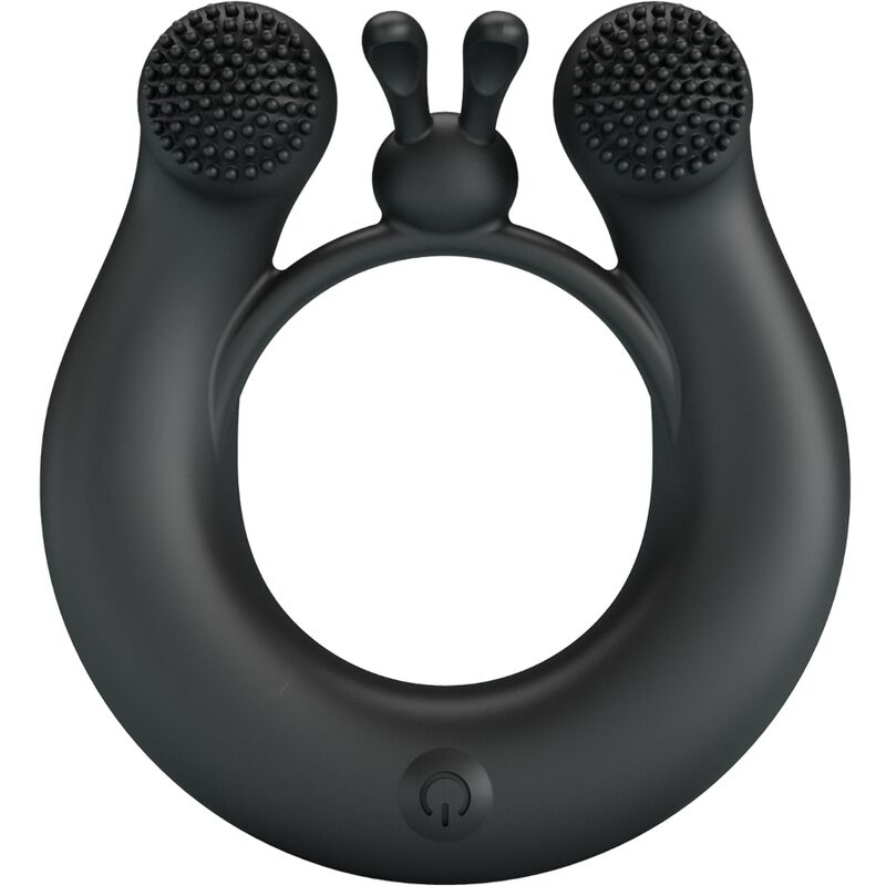 Pretty Love - Dahlia Anillo Vibrador + Estimulador De Clítois 12 Vibraciones Negro