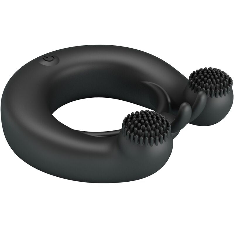 Pretty Love - Dahlia Anillo Vibrador + Estimulador De Clítois 12 Vibraciones Negro