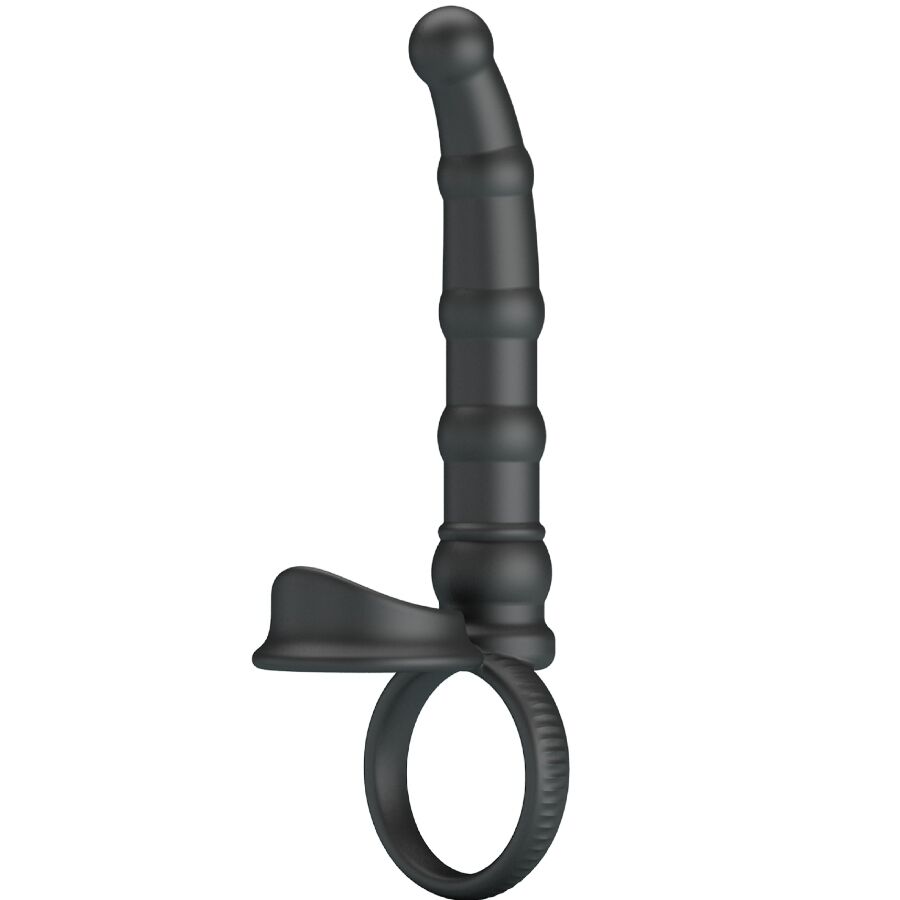 Pretty Love - Tatum Anillo Vibrador Pene Con Plug 10 Vibraciones Negro
