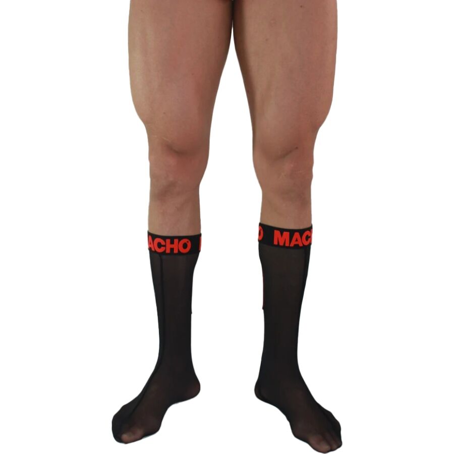 Macho - Calcetines Finos Negro/Rojo Talla Única