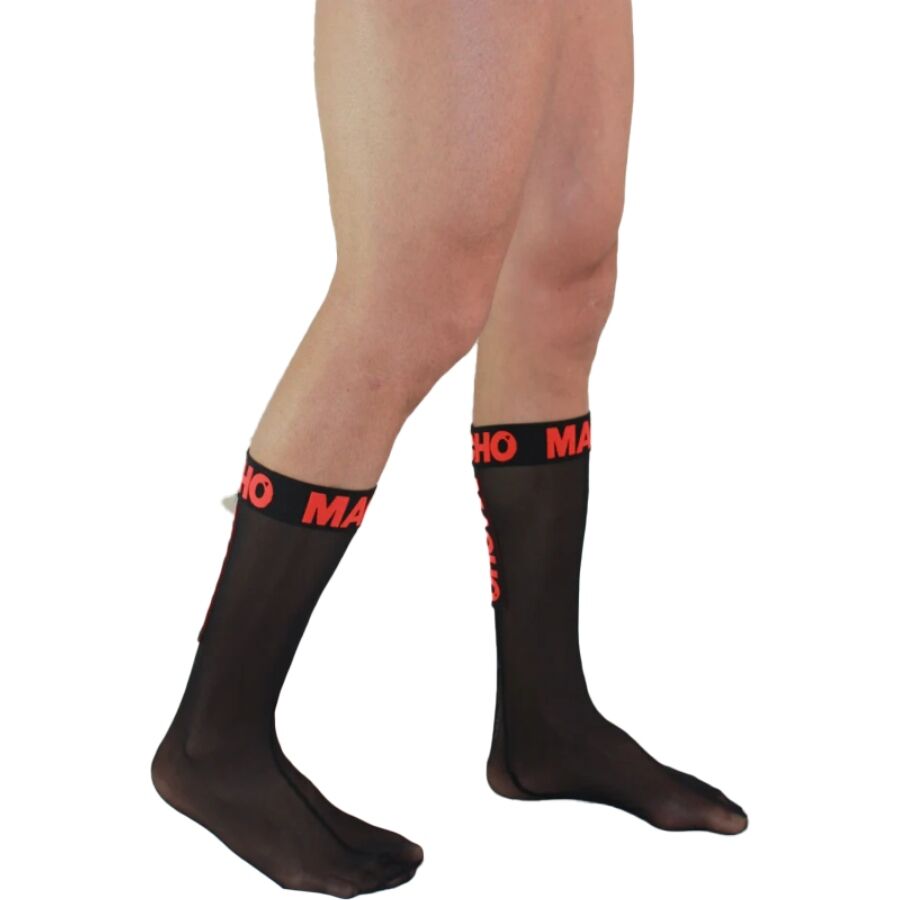 Macho - Calcetines Finos Negro/rojo Talla Única