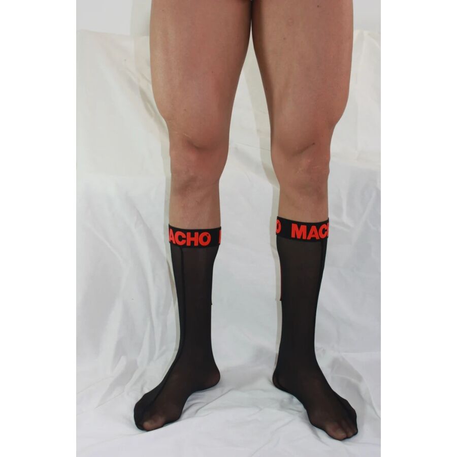Macho - Calcetines Finos Negro/rojo Talla Única