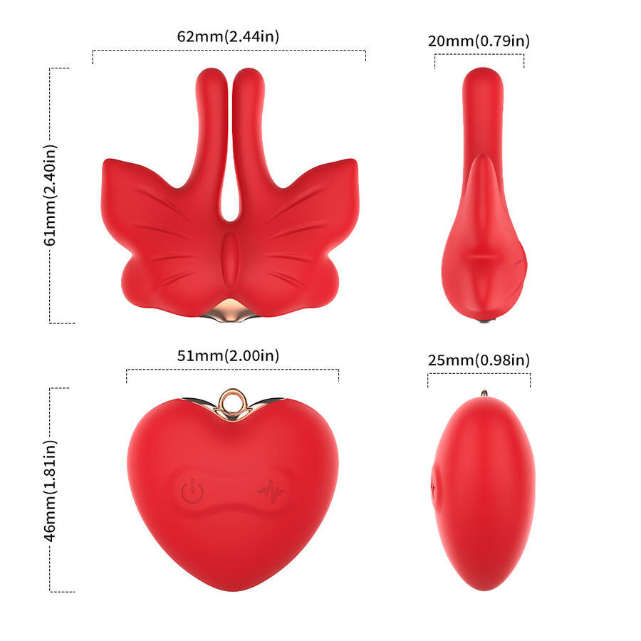 Armony - Pinzas Para Pezones Magnética Con Vibración Forma Mariposa Rojo