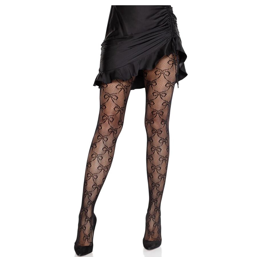 Leg Avenue - Mallas De Red Con Lazo Negro