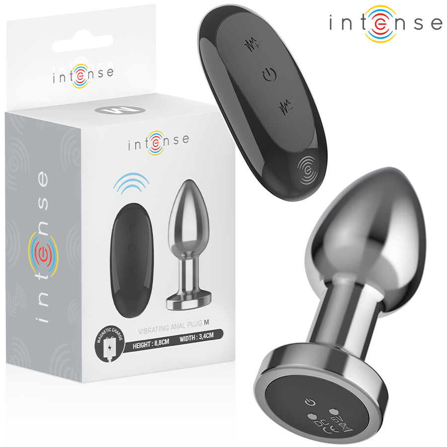 Intense - Plug Anal 10 Vibraciones Metal Con Control Remoto M