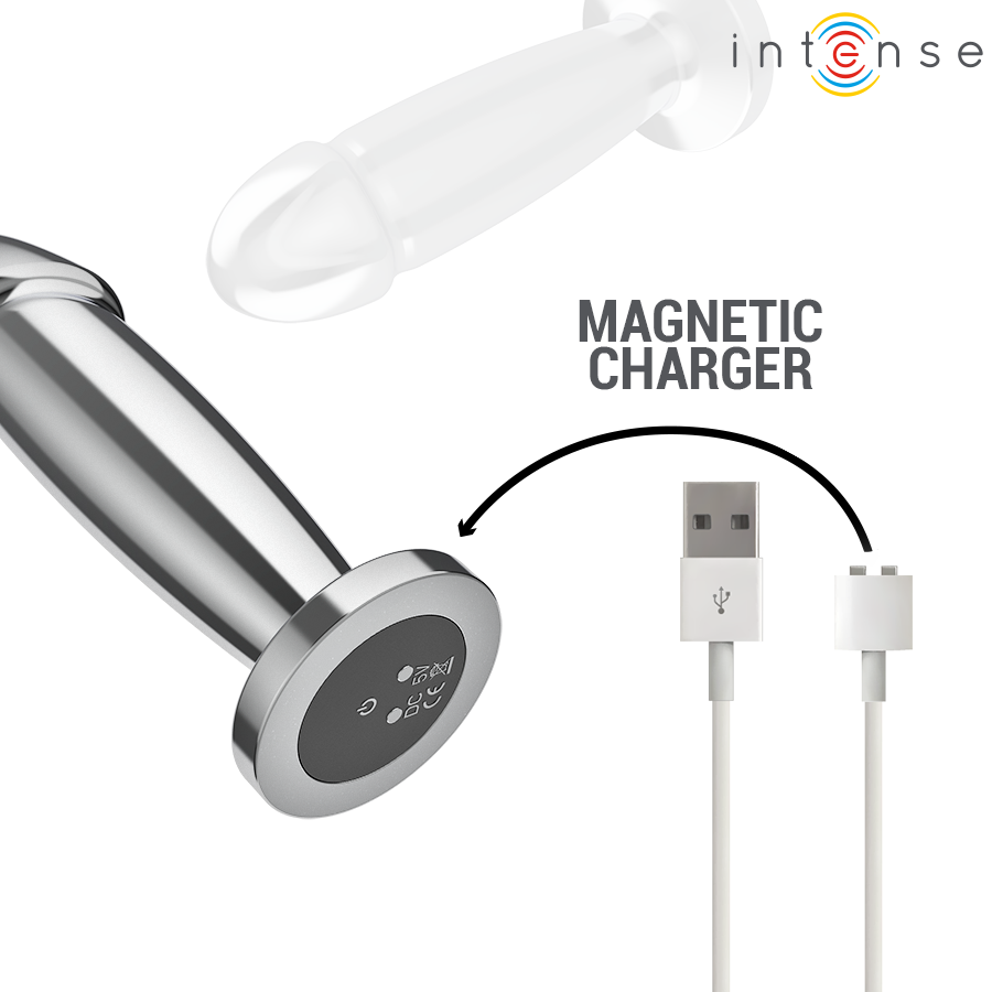 Intense - Plug Anal 10 Vibraciones Metal En Forma De Dildo Con Control Remoto M