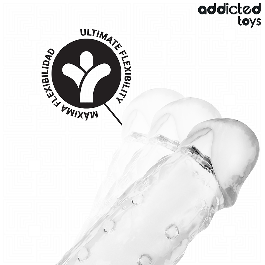 Addicted Toys - Fundas Para El Pene Transparente Talla M 27 Cm