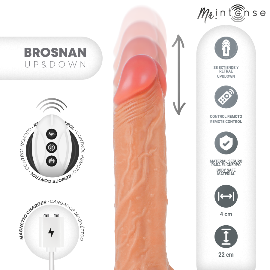 Mr Intense - Brosnan Realístico Multifunción Con Vibración Up And Down Control Remoto 22 Cm -o- 4 Cm