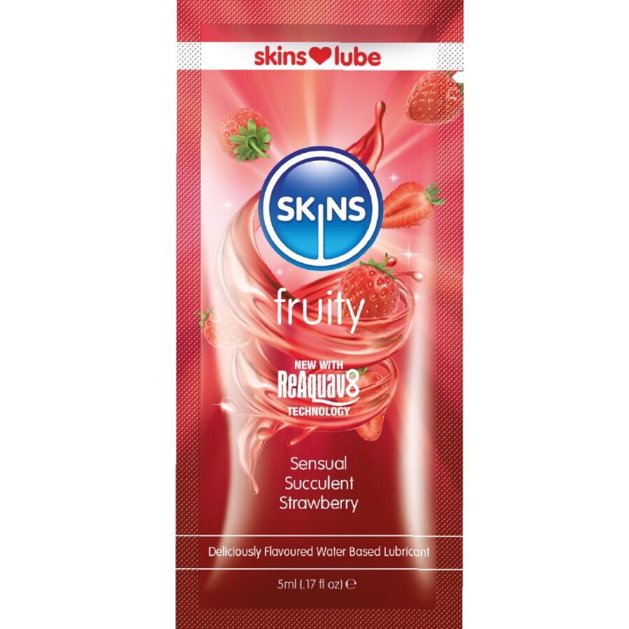 Skins - Fruity Lubricante Base De Agua Fresa Monodosis 5 Ml