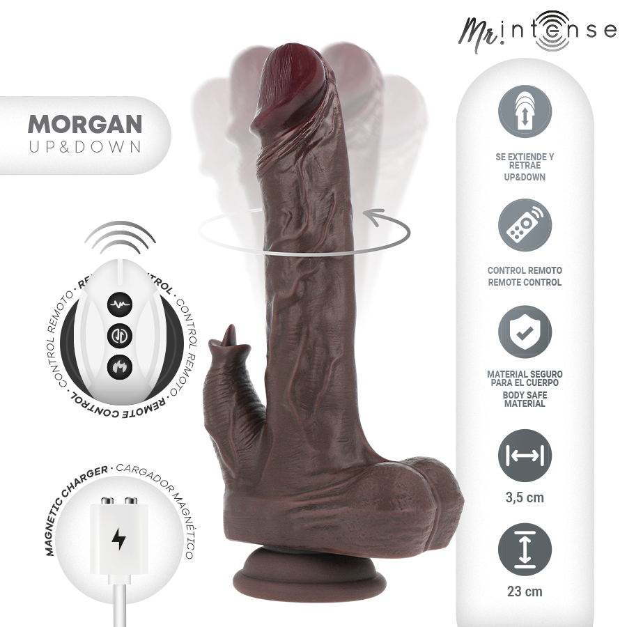 Mr Intense - Morgan Realístico Multifunción Con Vibración Y Up And Down Control Remoto 23 Cm -o- 3.5 Cm