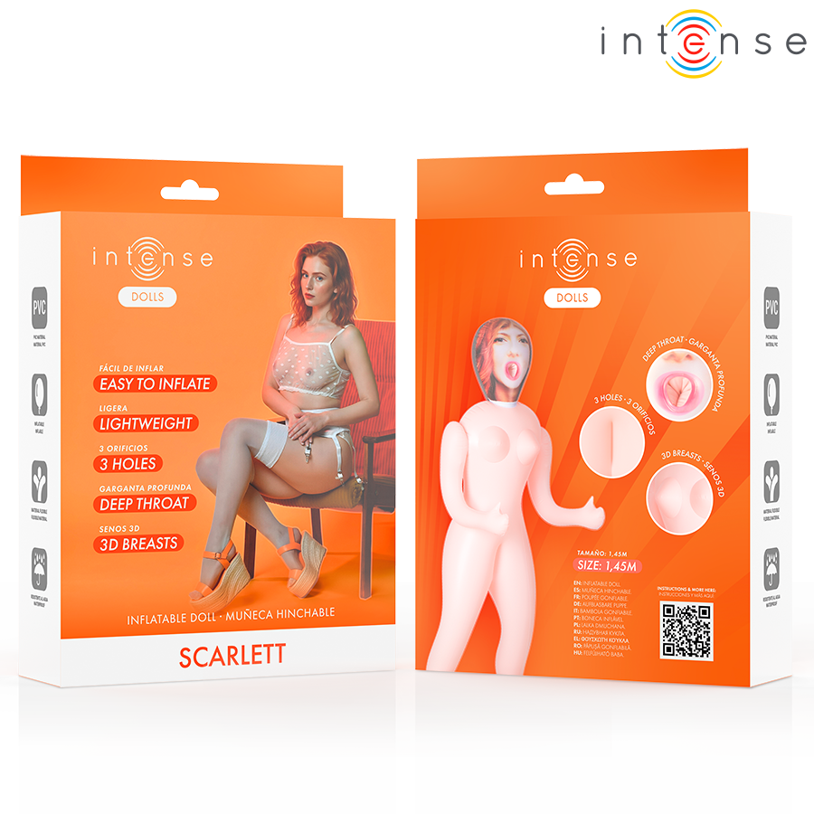 Intense Dolls - Scarlett Muñeca Hinchable Con Tres Orificios