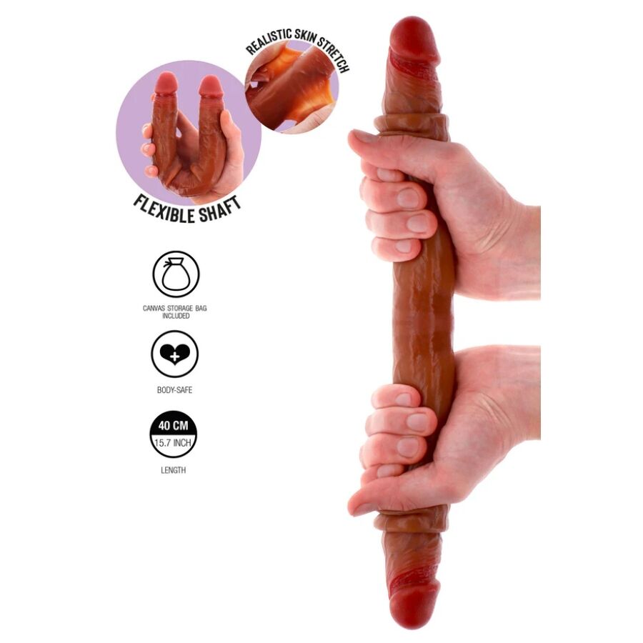 Get Real - Dildo Doble Dong De Silicona Caramelo 40 Cm
