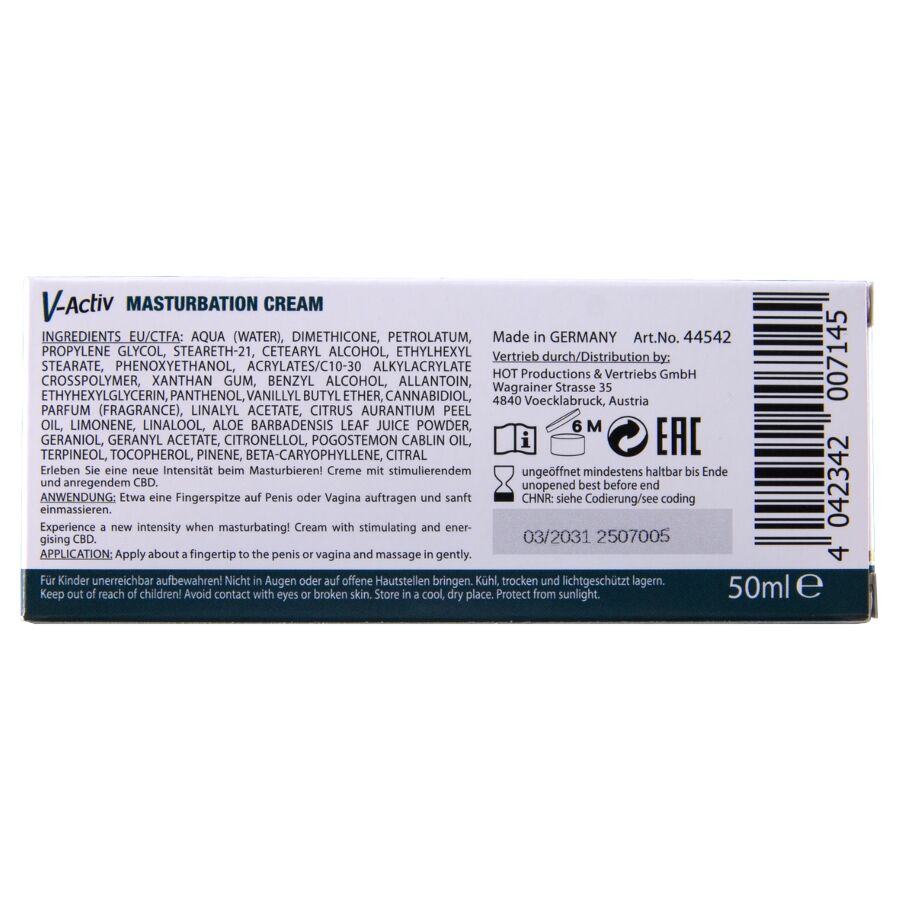 Hot - Crema De Masturbación Con Cbd - Unisex 100 Ml