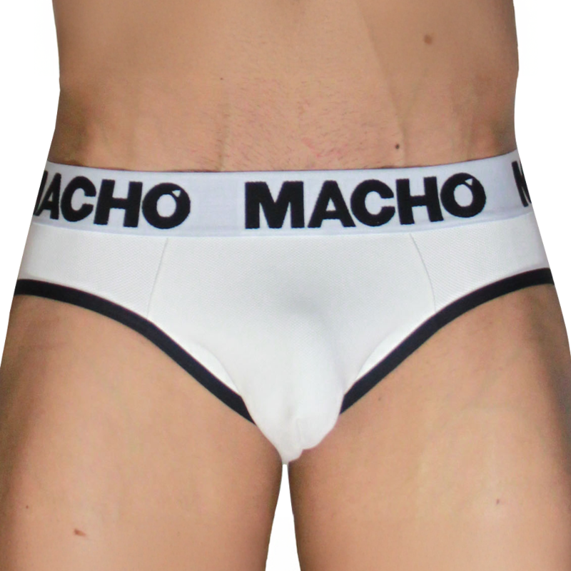 Macho - Mch006 Slip Clásico Blanco + Negro S