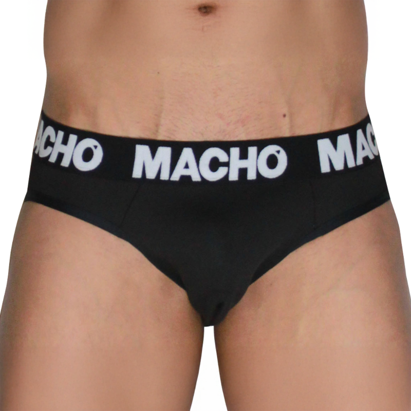 Macho - Mch007 Slip Clásico Negro + Negro S