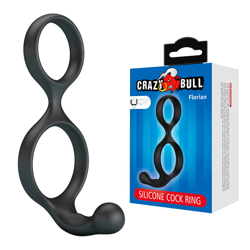 Crazy Bull - Florian Anillo Doble Para Pene Y Testículos Silicona Negro
