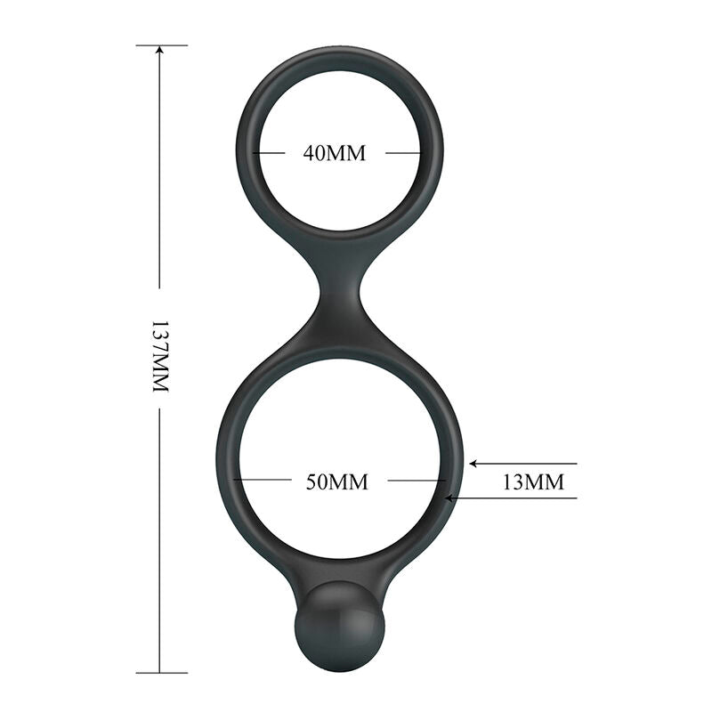 Crazy Bull - Florian Anillo Doble Para Pene Y Testículos Silicona Negro