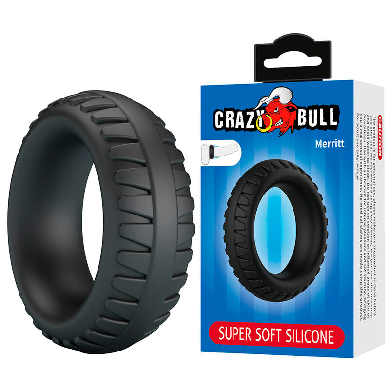 Crazy Bull - Merritt Anillo Para Pene Texturizado Silicona Negro