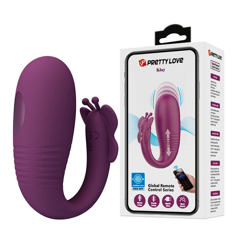 Pretty Love - Klay Vibrador Huevo Con Empuje App Control Morado