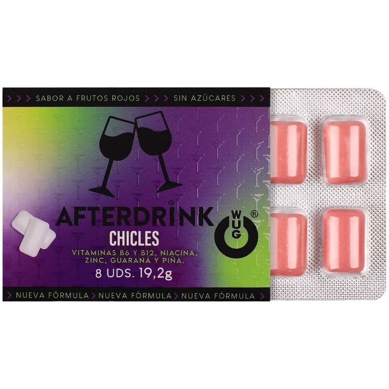 Wug After Drink El Chicle Funcional Que Te Ayuda A Recuperar Energía Tras La Noche Blister 8 Uds