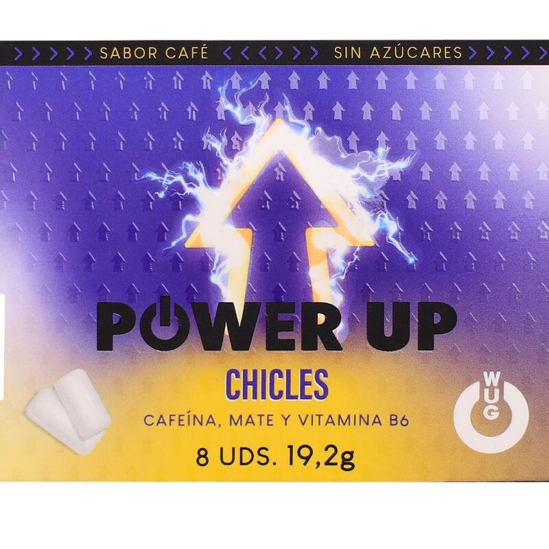 Wug Power Up - Chicle Energético Para Concentración Y Resistencia Blister 8 Uds