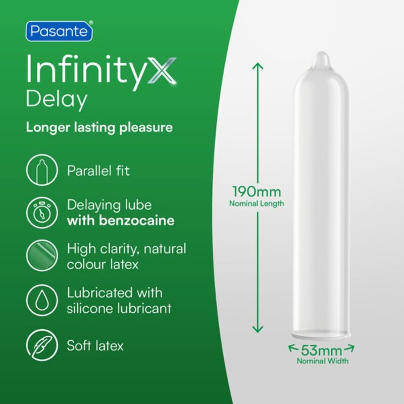 Pasante - Delay Infinity Preservativos Retardantes Caja 144 Unidades
