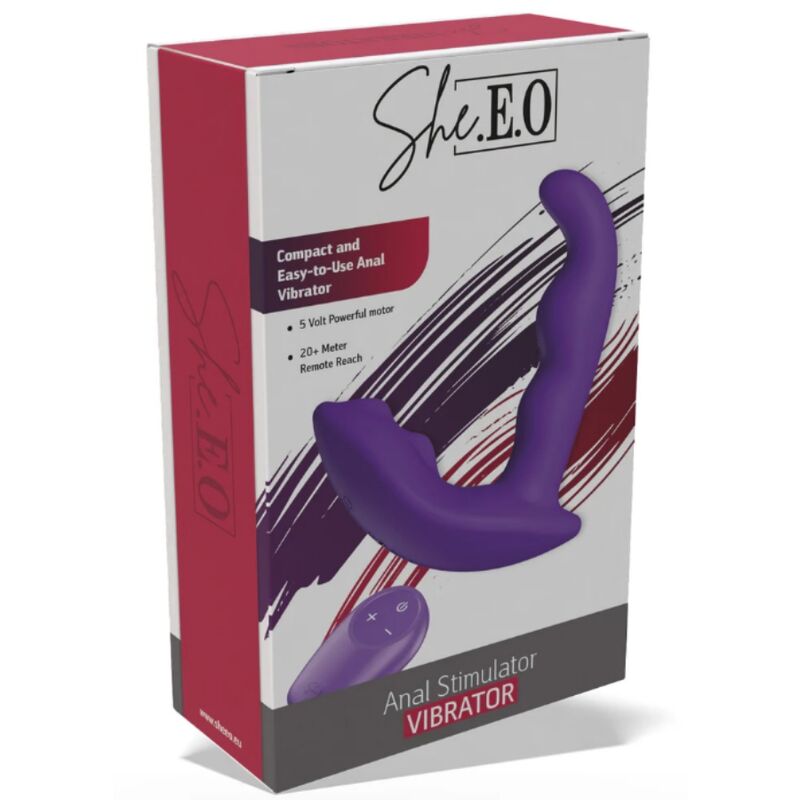 She.e.o - Estimulador Anal Vibrador Rotativo Con Control Remoto Morado