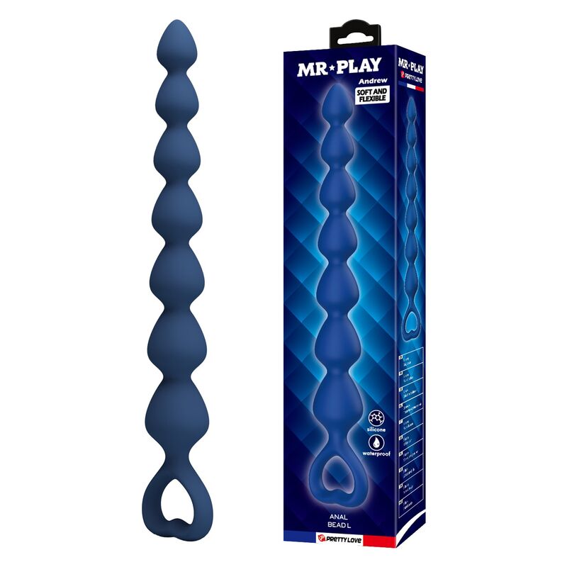 Mr Play - Bolas Anales Y Plug Anal Silicona Azul 26,7 Cm