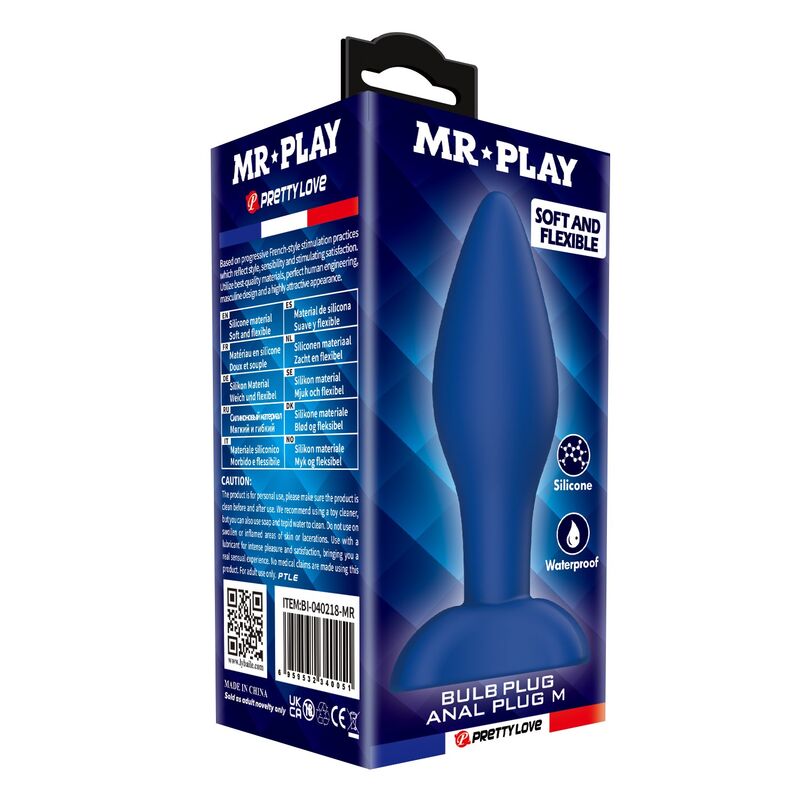 Mr Play - Plug Anal Cónico Silicona Azul M