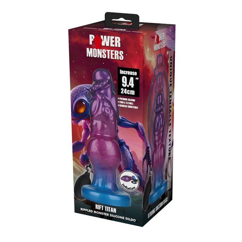 Power Monsters - Rift Titan Dildo Hinchable Fantasía Bicolor 24 Cm Ø 5 Cm
