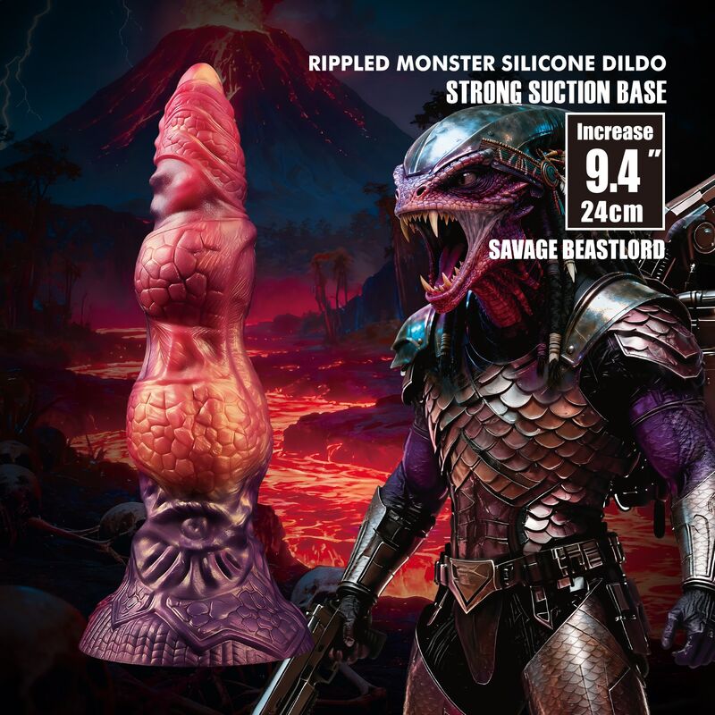 Power Monsters - Savage Beastlord Dildo Fantasía Tricolor 24 Cm Ø 5 Cm