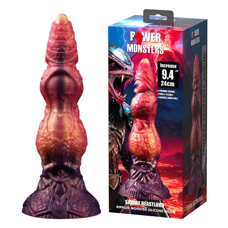 Power Monsters - Savage Beastlord Dildo Fantasía Tricolor 24 Cm Ø 5 Cm