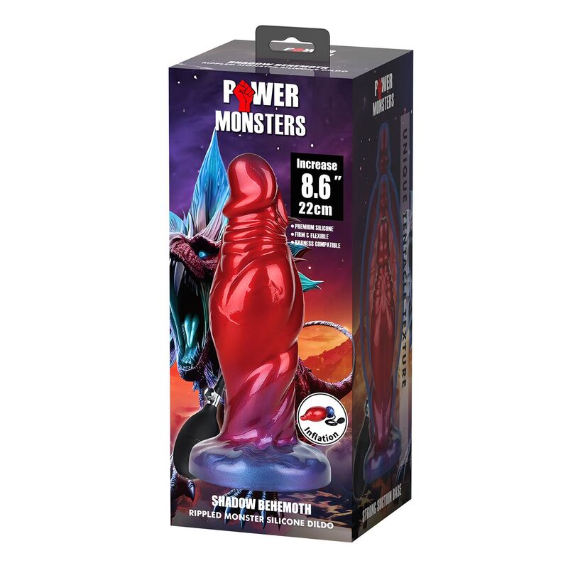 Power Monsters - Shadow Behemoth Dildo Hinchable Fantasía Bicolor 22 Cm Ø 5 Cm