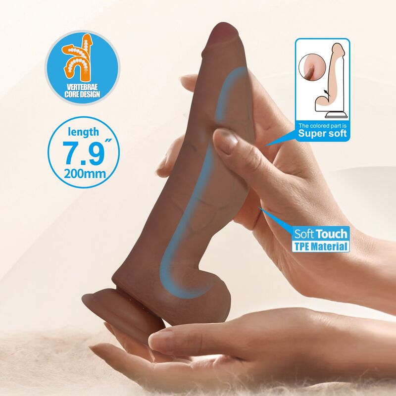 Pretty Love - Cuthbert Dildo Realístico Flexible 20 Cm Ø 5 Cm Tpe Marrón