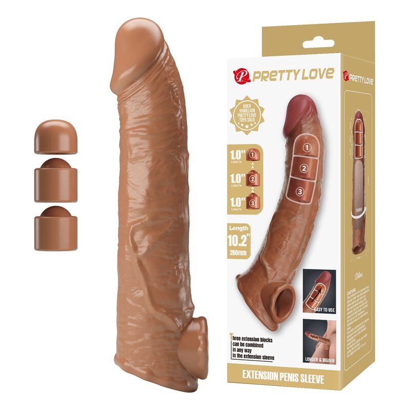 Pretty Love - Funda Extensora Para Pene Ajustable 26 Cm Ø 4 Cm Color Natural
