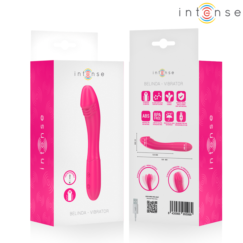 Intense - Belinda Vibrador 19 Cm Flexible 10 Vibraciones Rosa